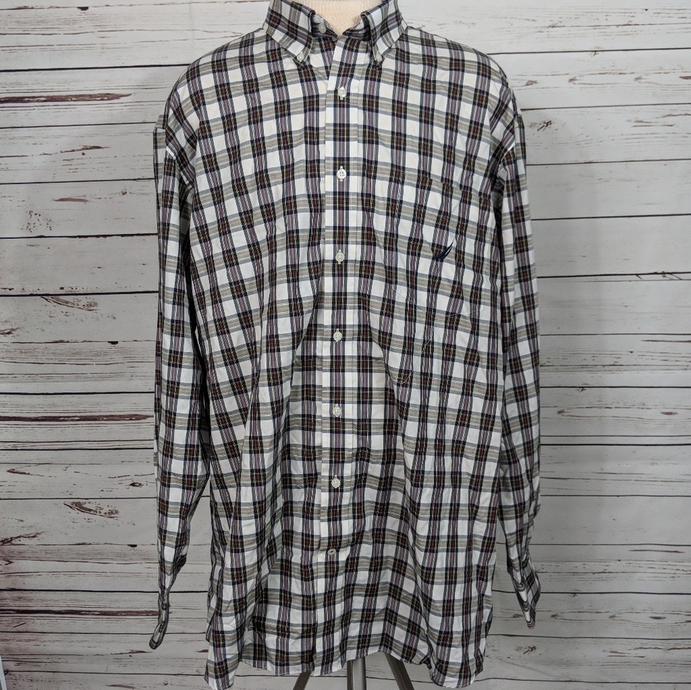 NAUTICA Plaid Button-Down Shirt EUC Men 3XL